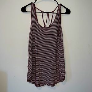 Hollister Maroon Stripped Flowy Tank Top